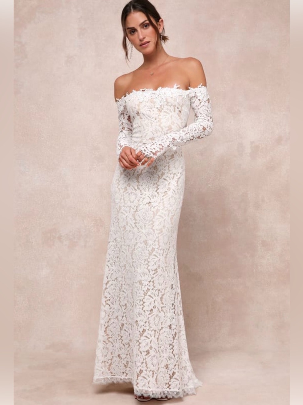 Lulus Romance Dreamer White Lace Off-the-shoulder Maxi Dress - Size XS